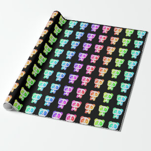 Papel De Presente Neon Rainbow Pandas