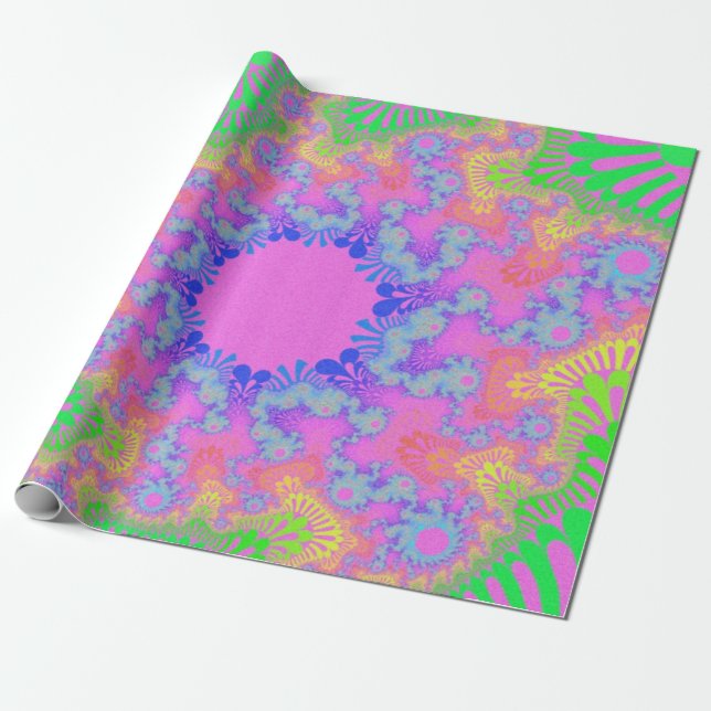 Papel De Presente Neon Rainbow Sunburst (Desenrolado)
