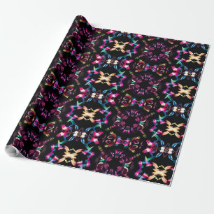 Papel De Presente Neon Starburst Kaleidoscope