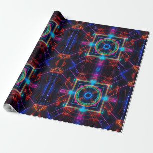 Papel De Presente Neon Starburst Kaleidoscope