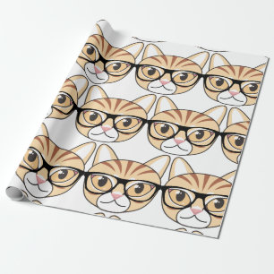 Papel De Presente Nerdy Tabby Cat com óculos