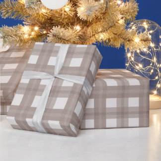 Papel De Presente Neutral Taupe Christmas Plaid Pattern