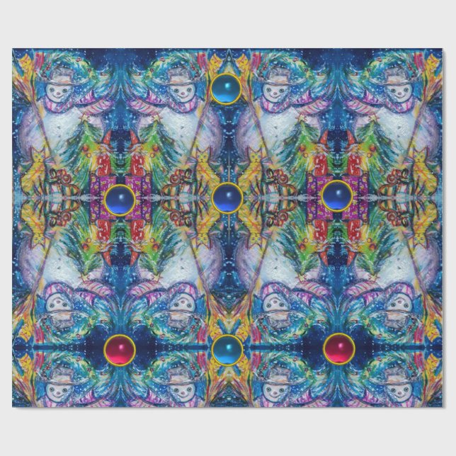 Papel De Presente NEVE, ÁRVORE DE NATAL,BRINQUEDOS,GEMSTONAS Abstrat (Aberto)