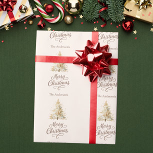 Papel De Presente Neve de árvore, mocha Natal