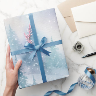 Papel De Presente Neve de Natal Pintada