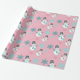 Papel De Presente Neve e Flocos de Neve, Teal e Natal Rosa
