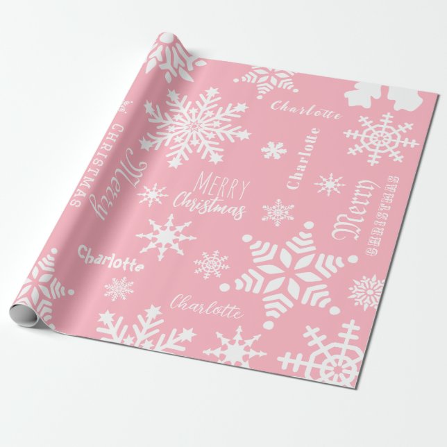 Papel De Presente Neve Feriada de Natal, Nome Personalizado da Menin (Desenrolado)