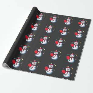 Papel De Presente Neve Jogando Pickleball no Natal