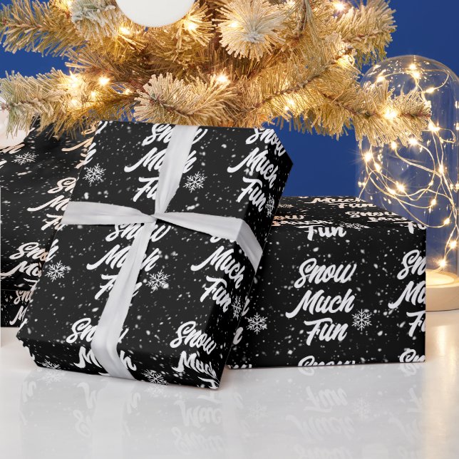 Papel De Presente Neve Muito Flocos De Neve Em Preto (Feriados)