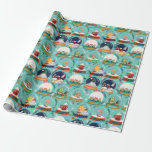 Papel De Presente NeveGlobe//Natal//Gnome//Gingercake House<br><div class="desc">O globo de Natal é azul-claro com Papais noeis de Natal,  Decorações de Natal,  Gnome,  árvore de Natal,  casas de Natal,  animais de floresta de Natal</div>
