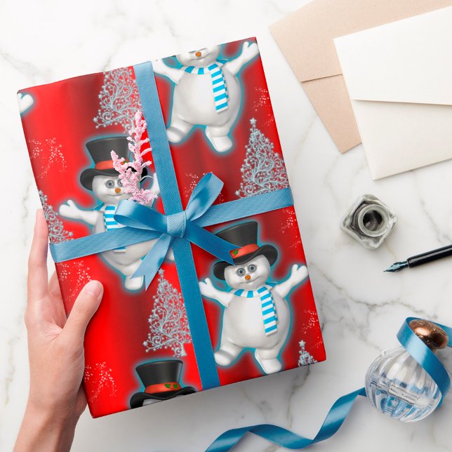 Papel De Presente Neves Bons Dançando no Natal Vermelho (Criador carregado)