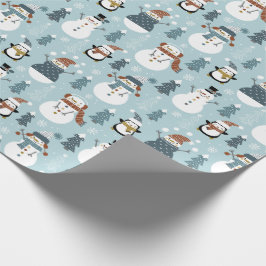 Papel De Presente Neves, Pinguins, Árvores de Natal e Flocos de Neve