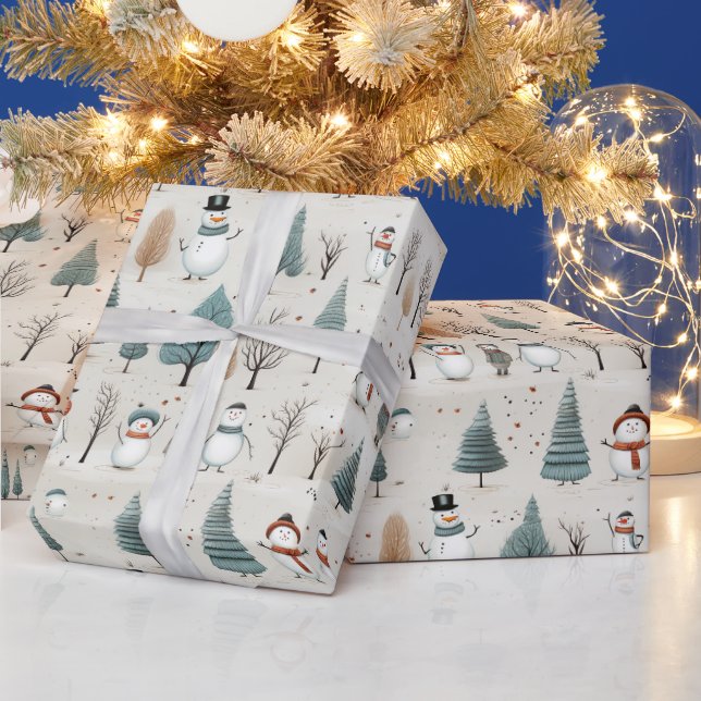 Papel De Presente Neves Whimsical e Árvores de Natal (Feriados)