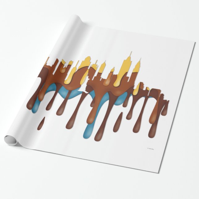 PAPEL DE PRESENTE NEW YORK, SKYLINE YBB DE NY - (Desenrolado)
