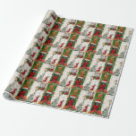 Papel De Presente Newland Dog Christmas<br><div class="desc">O Natal do Cachorro da Terra Nova sentado do lado de fora da casa decorada com a coroa de Natal,  a árvore de Natal é uma ideia perfeita de presente de Natal para amantes de cães.</div>