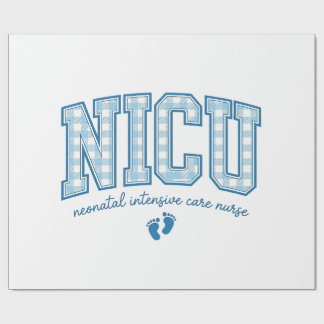 Papel De Presente NICU Nurse Baby Feet Plaid Lettering Shirt Design_