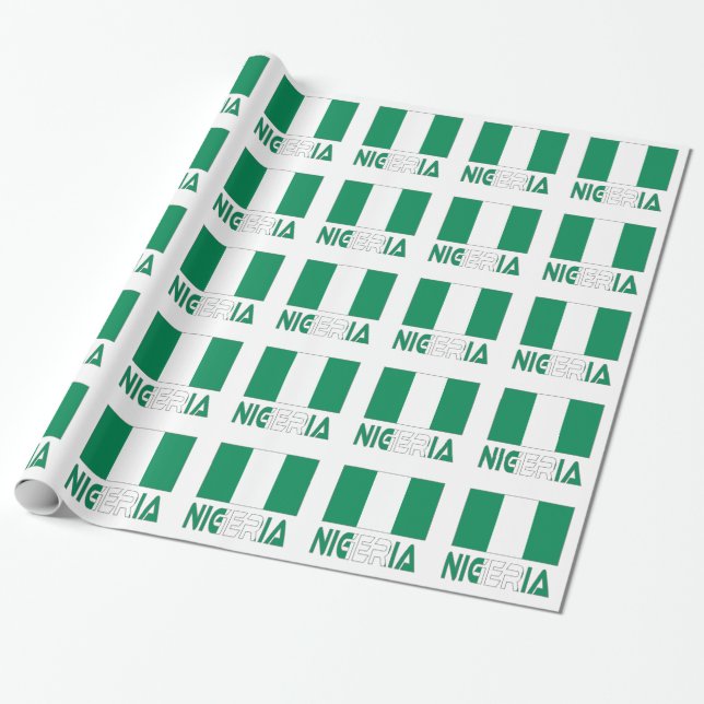 Papel De Presente Nigéria e Bandeira Nigeriana (Desenrolado)