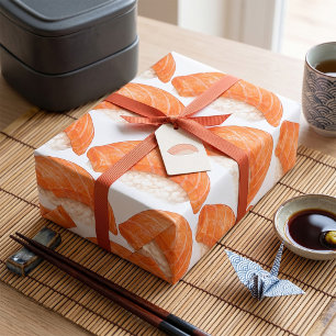 Papel De Presente Nigiri de Salmão Sushi Japonês Foodie