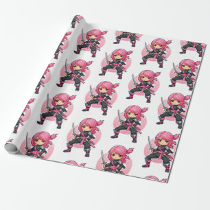 Papel De Presente Ninja Girl Rosa