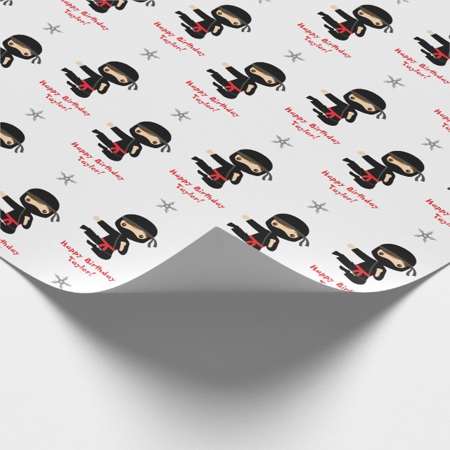Papel De Presente Ninja Wrapting Paper Boy Personalized Red Black (Ponta)