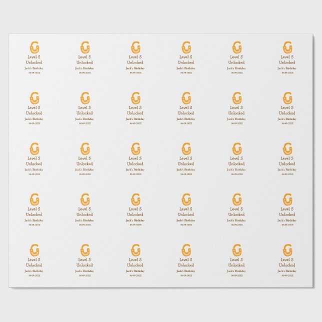 Papel De Presente Nível 5 desbloqueado cadeado laranja marrom feliz  (Aberto)