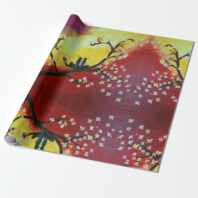 Papel De Presente No Amor, Pássaros, Nest ArtWrapping Paper (Desenrolado)