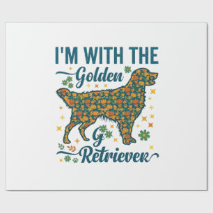 Papel De Presente No Cão Golden Retriever Halloween Abóboras Folhas_