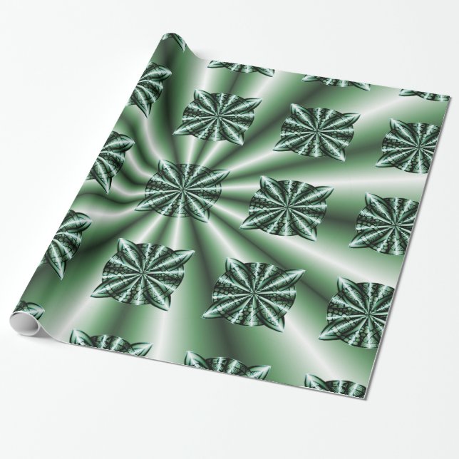 Papel De Presente Nó Céltico Metálico Verde Personalizado (Desenrolado)