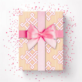 Papel De Presente Nó Infinito de Diamante em Rosa e Laranja