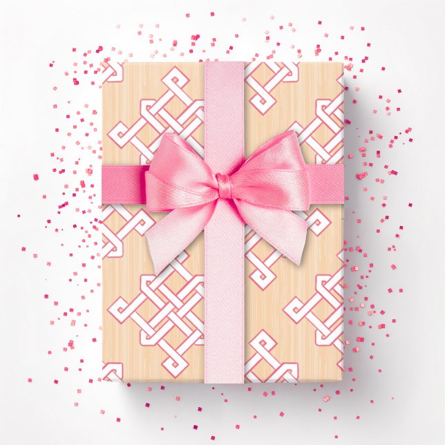 Papel De Presente Nó Infinito de Diamante em Rosa e Laranja (Criador carregado)