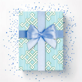 Papel De Presente Nó Infinito de Diamante em Verde e Aqua