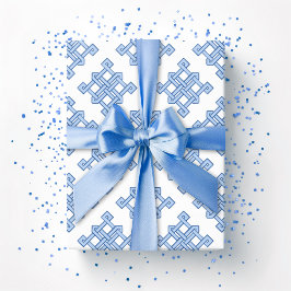Papel De Presente Nó Infinito Diamante em Azul