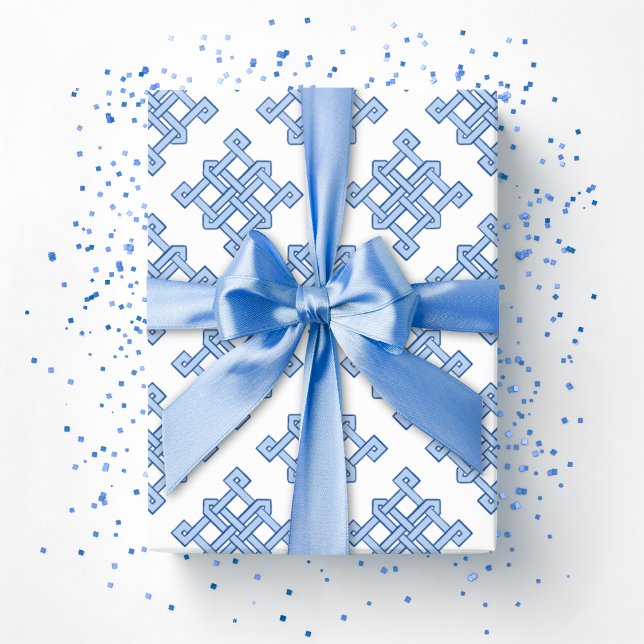Papel De Presente Nó Infinito Diamante em Azul (Criador carregado)