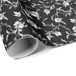Papel De Presente Noir Floral Vine Wrapping Paper
