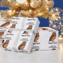 Papel De Presente Noite Coruja Pensativa Engraçado