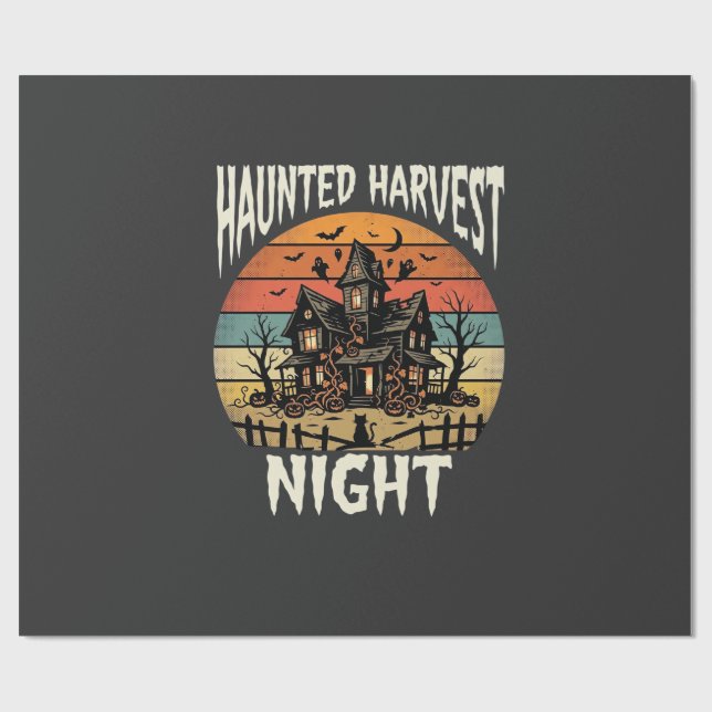 Papel De Presente Noite de Abóbora Assombrada de Halloween (Aberto)