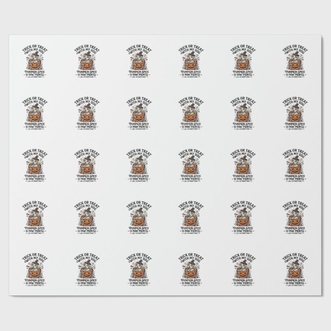 Papel De Presente Noite de Doces de Halloween para Cachorro (Aberto)