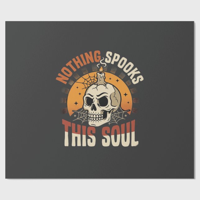 Papel De Presente Noite de Esqueleto Corajoso de Halloween (Aberto)