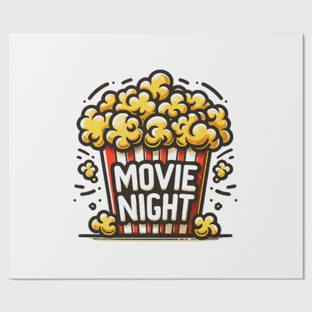 Papel De Presente Noite de Filme Delícia Pipoca Divertida (Aberto)
