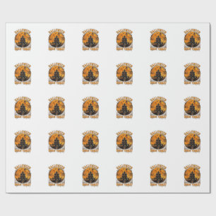 Papel De Presente Noite de Halloween Hoje Mansão Assombrada Abóboras