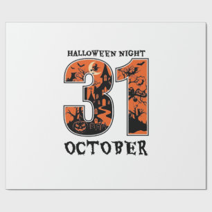 Papel De Presente Noite de Halloween Outubro Casa Assombrada Bruxa A