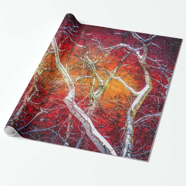 Papel De Presente Noite de inverno Vermelho (Desenrolado)