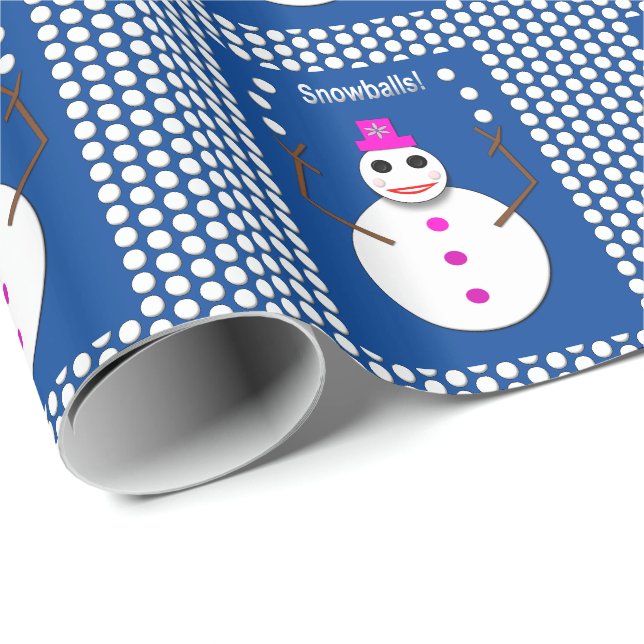 Papel De Presente Noite de Natal Jugging Snowball Engraçado (Ponta do rolo)