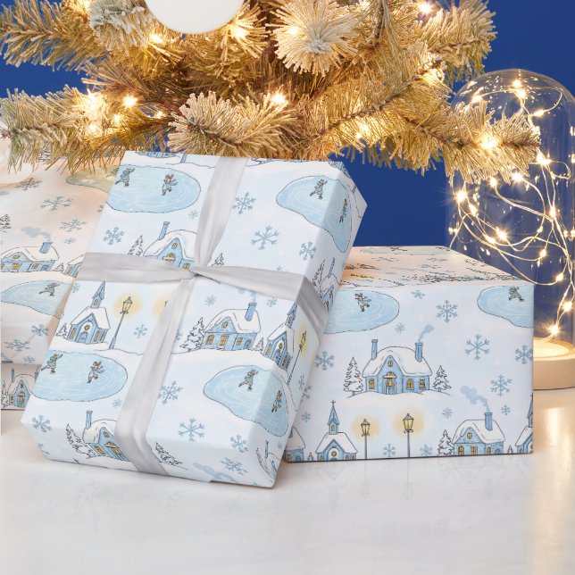 Papel De Presente Noite de Natal na Cidade Nevada (Feriados)