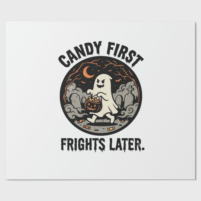 Papel De Presente Noite de Terror de Doces de Halloween (Aberto)