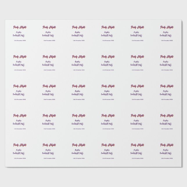 Papel De Presente Noites de festa nome da despedida de solteira data (Aberto)