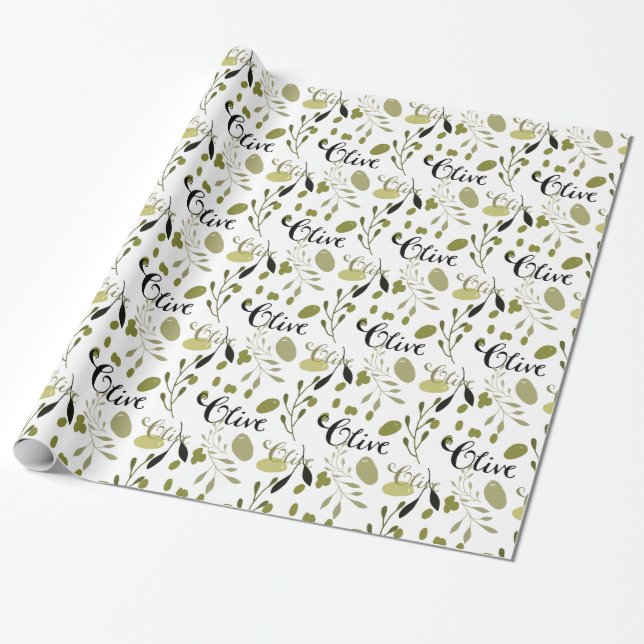 Papel De Presente Noiva Azeitonas Pretas e Verdes Chá de Noiva (Desenrolado)