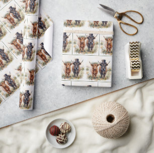 Papel De Presente Noiva e Noivo Vacas das Terras Altas de Casamento