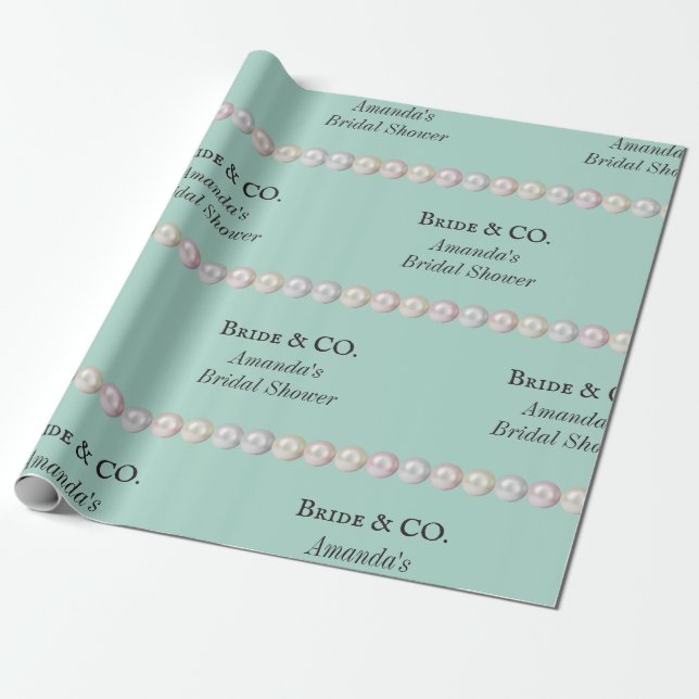 Papel De Presente Noiva Elegante & Co Pérola Azul Casamento (Desenrolado)