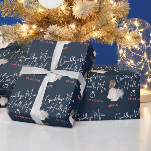 Papel De Presente Noiva Elegante Com Chá de panela Azul Buquê